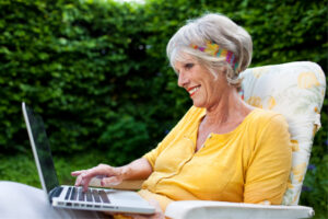 Woman on laptop starting online business