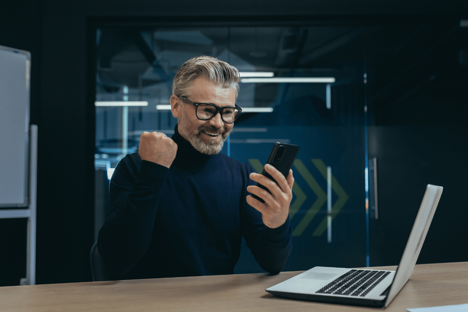 Man phone happy to start with affiliate marketing